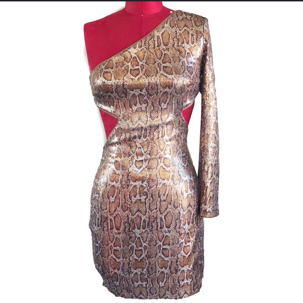 Dolls kill poster girl on the list sparkle  snake print sequin dress